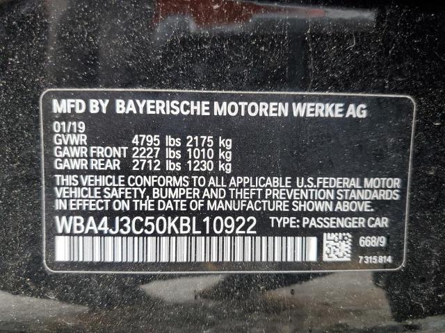 WBA4J3C50KBL10922 - 2019 BMW 430XI GRAN COUPE BLACK photo 12