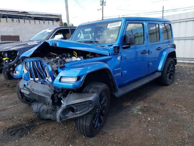 1C4JJXP6XPW541505 - 2023 JEEP WRANGLER SAHARA 4XE BLUE photo 1