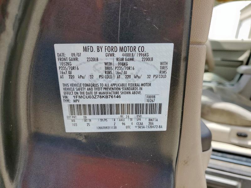 1FMCU03Z78KB76146 - 2008 FORD ESCAPE XLT 灰色 照片 13