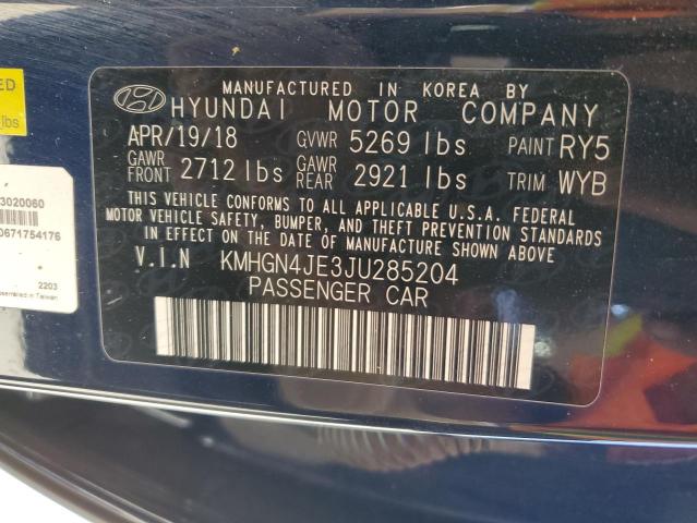 KMHGN4JE3JU285204 - 2018 GENESIS G80 BASE BLUE photo 12