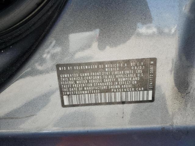 3VWC57BU8MM078890 - 2021 VOLKSWAGEN JETTA S GRAY photo 12