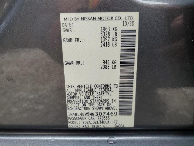 1N4BL4BV9MN307469 - 2021 NISSAN ALTIMA S GRAY photo 12