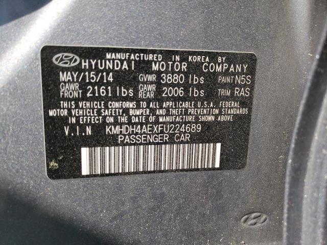 KMHDH4AEXFU224689 - 2015 HYUNDAI ELANTRA SE GRAY photo 12