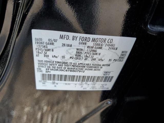 2FMDK39C87BB07912 - 2007 FORD EDGE SEL PLUS BLACK photo 13