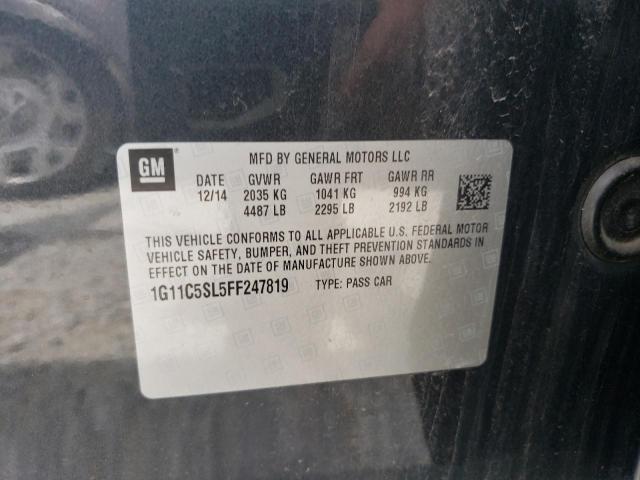 1G11C5SL5FF247819 - 2015 CHEVROLET MALIBU 1LT BLACK photo 12