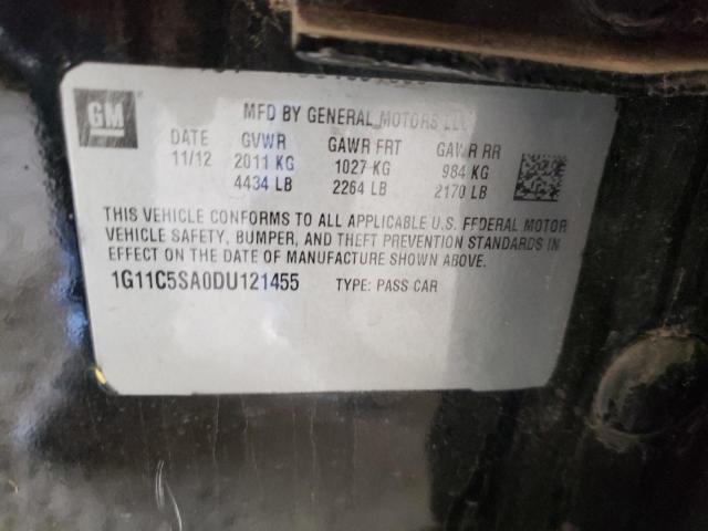 1G11C5SA0DU121455 - 2013 CHEVROLET MALIBU 1LT 黑色 照片 12