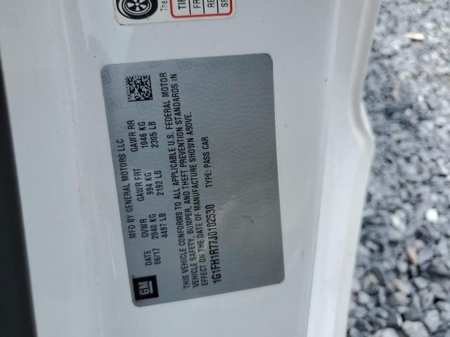 1G1FH1R77J0102530 - 2018 CHEVROLET CAMARO SS WHITE photo 12