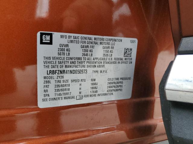 LRBFZNR41ND050973 - 2022 BUICK ENVISION ESSENCE Qəhvəyi foto 13