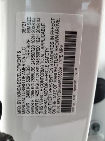 5FNYF8H56MB035889 - 2021 HONDA PASSPORT EXL Ağ foto 12
