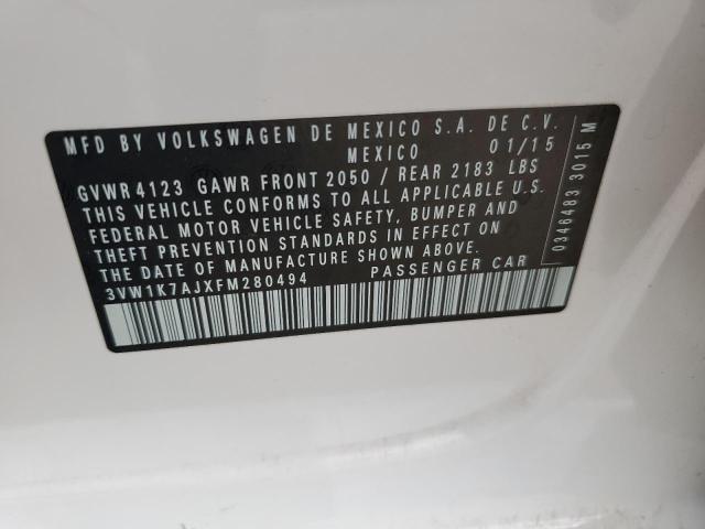 3VW1K7AJXFM280494 - 2015 VOLKSWAGEN JETTA BASE Weiß Foto 12