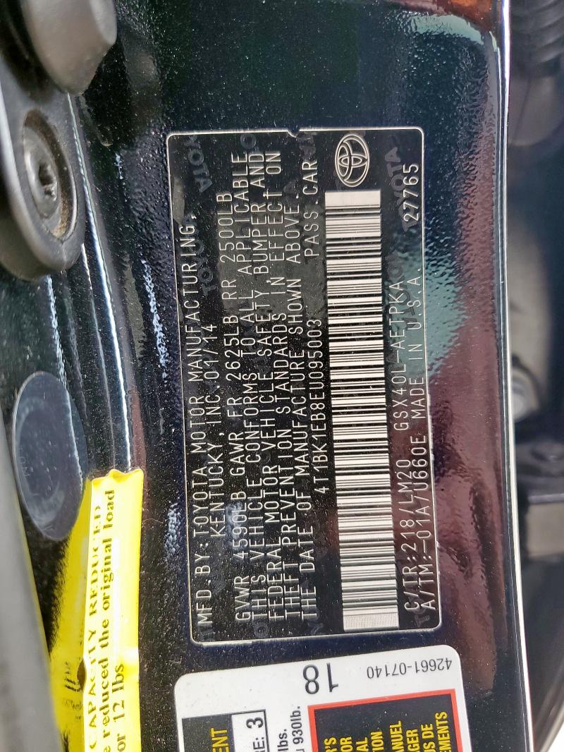 4T1BK1EB8EU095003 - 2014 TOYOTA AVALON BASE BLACK photo 13