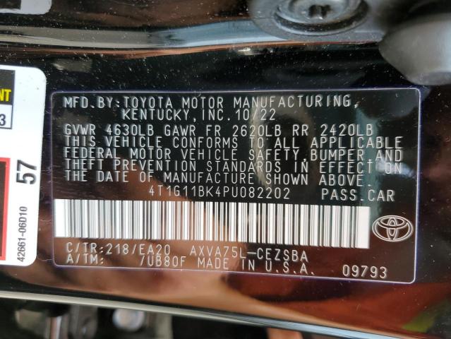 4T1G11BK4PU082202 - 2023 TOYOTA CAMRY SE NIGHT SHADE BLACK photo 12