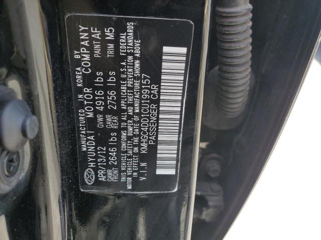 KMHGC4DD1CU199157 - 2012 HYUNDAI GENESIS 3.8L 黑色 照片 12