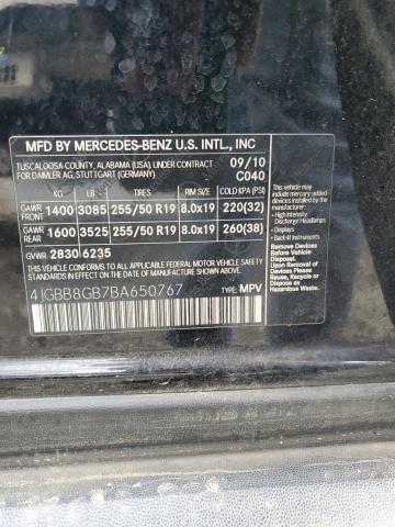 4JGBB8GB7BA650767 - 2011 MERCEDES-BENZ ML 350 4MATIC BLACK photo 13