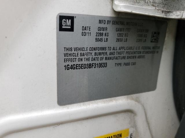 1G4GE5ED3BF310633 - 2011 BUICK LACROSSE CXS WHITE photo 13