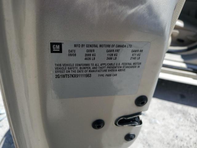 2G1WT57KX91111963 - 2009 CHEVROLET IMPALA 1LT 金色 照片 12