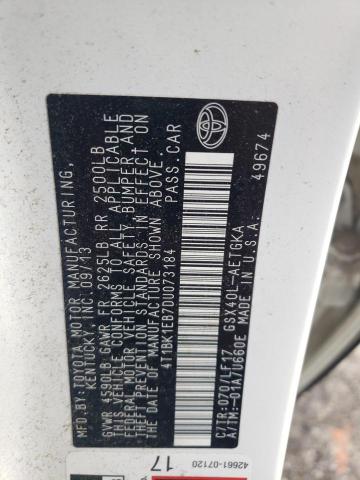 4T1BK1EB7DU073184 - 2013 TOYOTA AVALON BASE WHITE photo 12