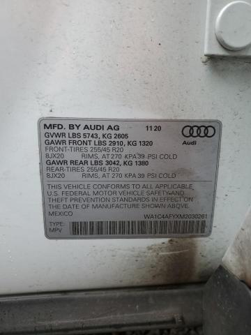 WA1C4AFYXM2030261 - 2021 AUDI SQ5 PRESTIGE WHITE photo 14