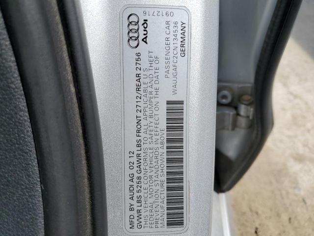 WAUJGAFC2CN134536 - 2012 AUDI A6 PRESTIGE ვერცხლისფერი ფოტო 12