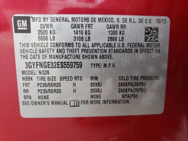 3GYFNGE32ES559759 - 2014 CADILLAC SRX PREMIUM COLLECTION BURGUNDY photo 13