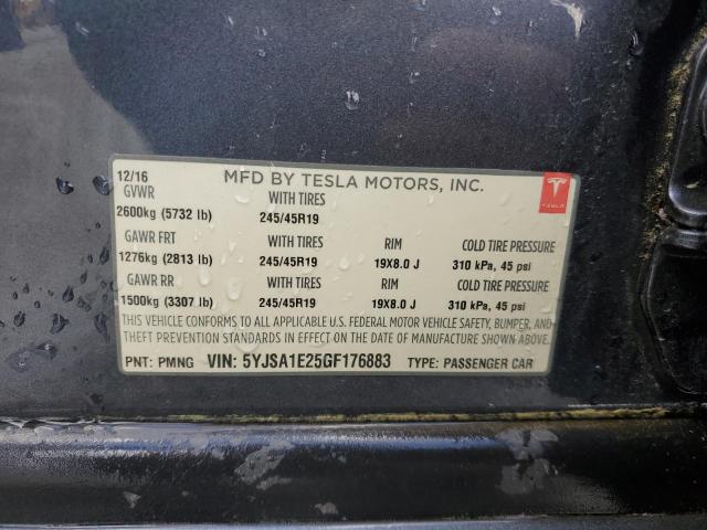 5YJSA1E25GF176883 - 2016 TESLA MODEL S Boz foto 12