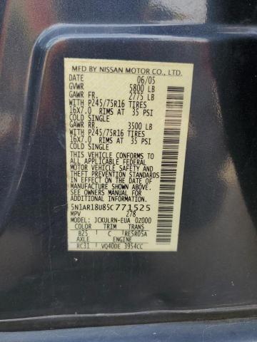 5N1AR18U85C771525 - 2005 NISSAN PATHFINDER LE Կապույտ լուսանկար 13