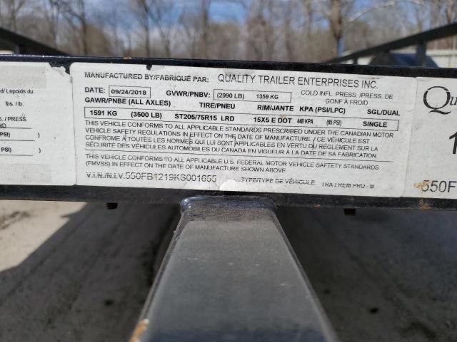 550FB1219KS001655 - 2018 UTILITY TRAILER შავი ფოტო 10