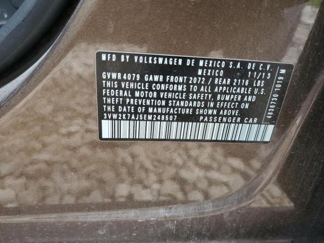 3VW2K7AJ5EM248507 - 2014 VOLKSWAGEN JETTA BASE Qəhvəyi foto 12