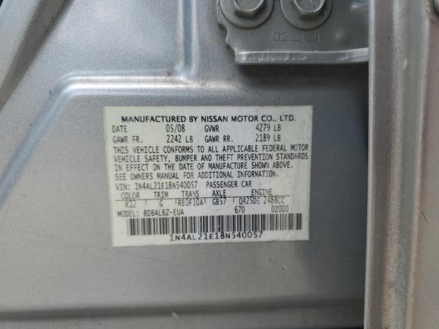 1N4AL21E18N540057 - 2008 NISSAN ALTIMA 2.5 SILVER photo 13