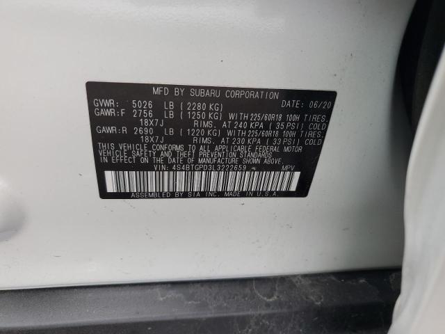 4S4BTGPD3L3222659 - 2020 SUBARU OUTBACK TOURING LDL Սպիտակ լուսանկար 14
