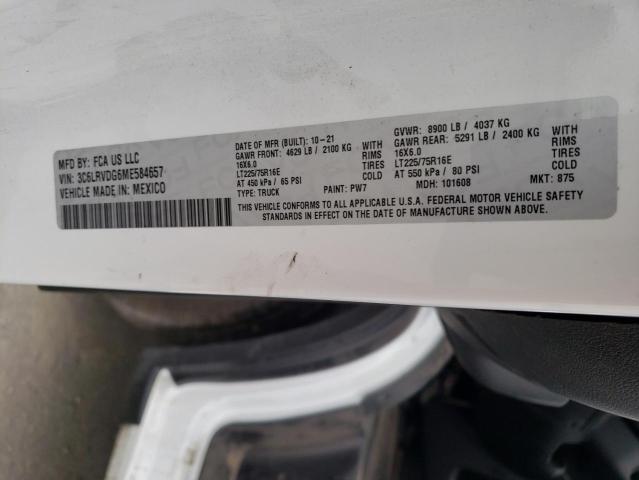 3C6LRVDG6ME584657 - 2021 RAM PROMASTER 2500 HIGH Biały zdjęcie 13