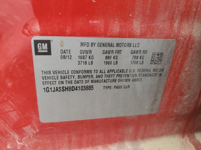 1G1JA5SH8D4103885 - 2013 CHEVROLET SONIC LS 红色 照片 12