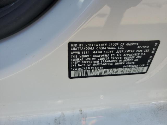 1VWMA7A31LC014165 - 2020 VOLKSWAGEN PASSAT R-LINE Weiß Foto 12