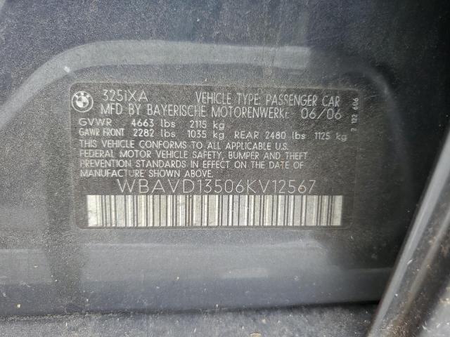 WBAVD13506KV12567 - 2006 BMW 325 XI GRAY photo 12