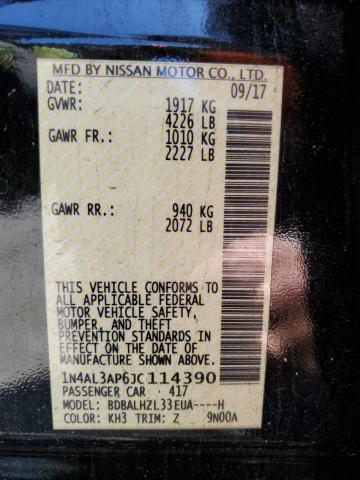 1N4AL3AP6JC114390 - 2018 NISSAN ALTIMA 2.5 BLACK photo 12