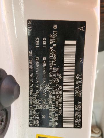 5TDJKRFH4GS246539 - 2016 TOYOTA HIGHLANDER XLE WHITE photo 14