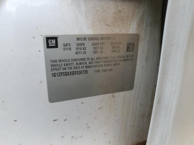 1G1ZF5SXXGF206729 - 2016 CHEVROLET MALIBU LT WHITE photo 12