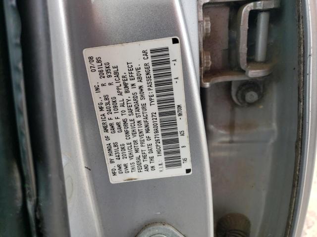 1HGCP26719A001272 - 2009 HONDA ACCORD EX GRAY photo 12