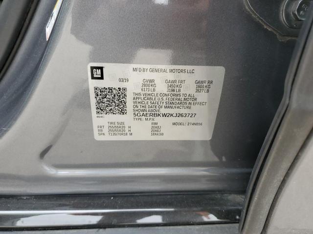 5GAERBKW2KJ263727 - 2019 BUICK ENCLAVE ESSENCE GRAY photo 12