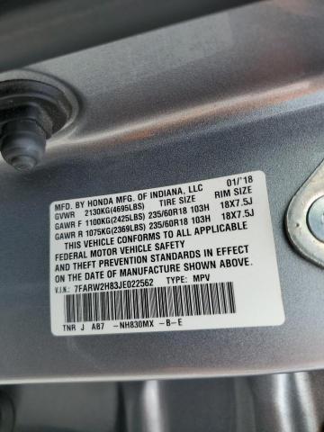 7FARW2H83JE022562 - 2018 HONDA CR-V EXL SILVER photo 14