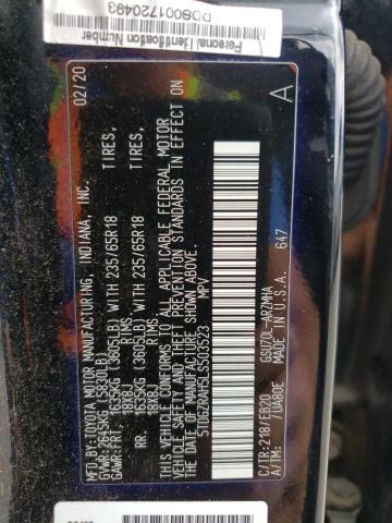 5TDGZRAH5LS503523 - 2020 TOYOTA HIGHLANDER XLE BLACK photo 13