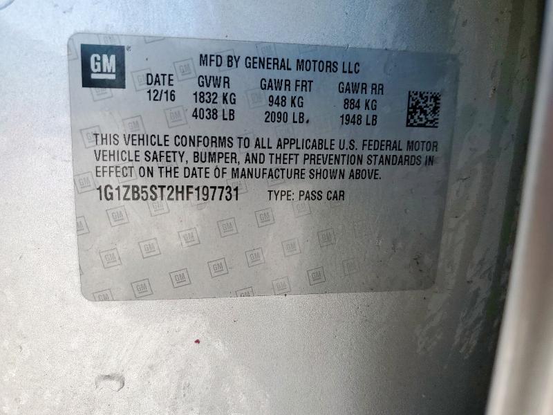 1G1ZB5ST2HF197731 - 2017 CHEVROLET MALIBU LS SILVER photo 13