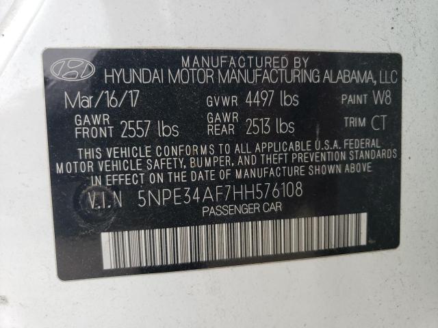 5NPE34AF7HH576108 - 2017 HYUNDAI SONATA SPORT WHITE photo 12