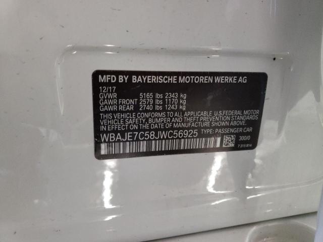 WBAJE7C58JWC56925 - 2018 BMW 540 XI WHITE photo 13