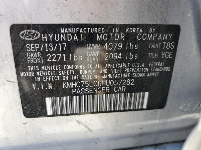 KMHC75LC6HU057282 - 2017 HYUNDAI IONIQ HYBR SEL SILVER photo 13