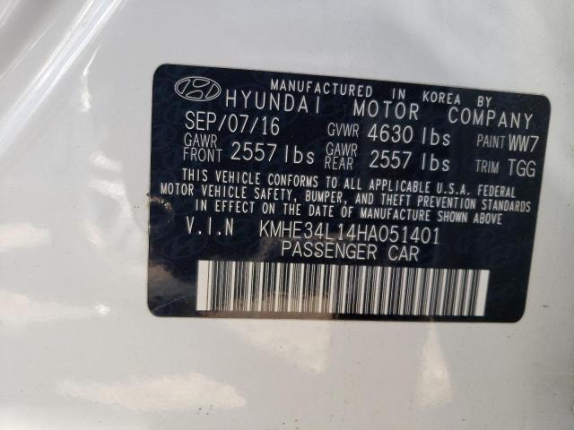 KMHE34L14HA051401 - 2017 HYUNDAI SONATA HYBRID WHITE photo 12