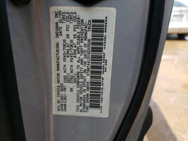 5TBBT4413YS033506 - 2000 TOYOTA TUNDRA ACCESS CAB Argent photo 13