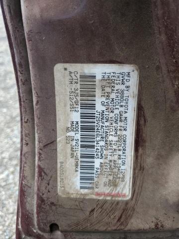 JT2SV24E6L3414245 - 1990 TOYOTA CAMRY MAROON photo 12