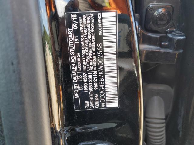 WDD3G4EB7KW002568 - 2019 MERCEDES-BENZ A 220 BLACK photo 12