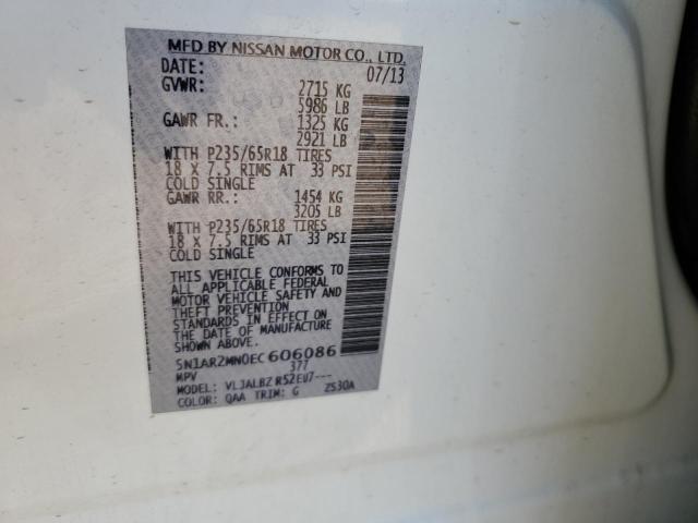 5N1AR2MN0EC606086 - 2014 NISSAN PATHFINDER S WHITE photo 13